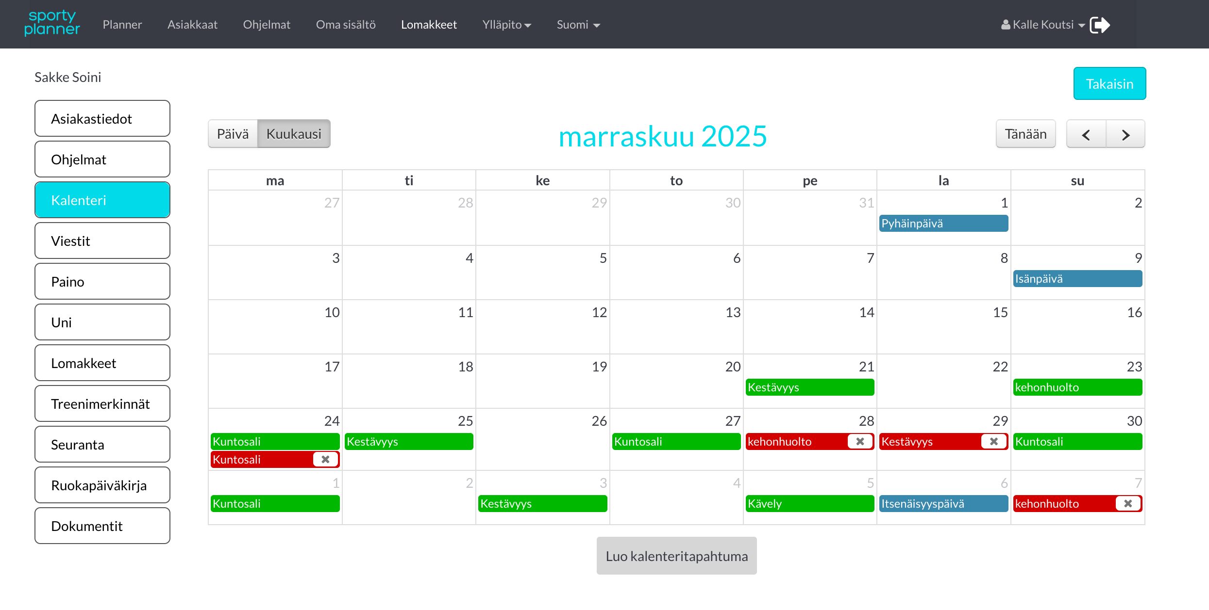 Sportyplanner kalenteri