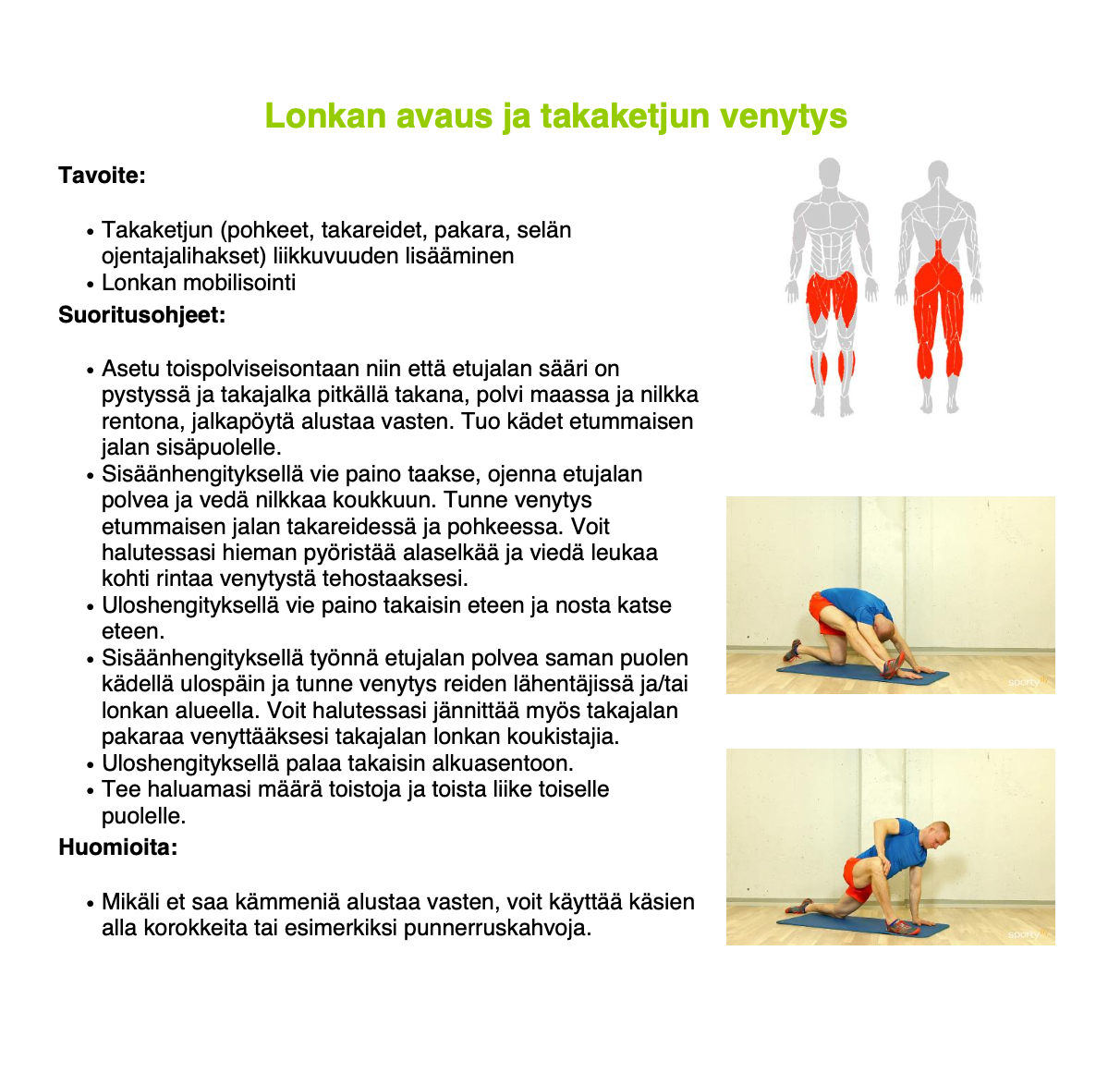 Sportyplanner liikekortti